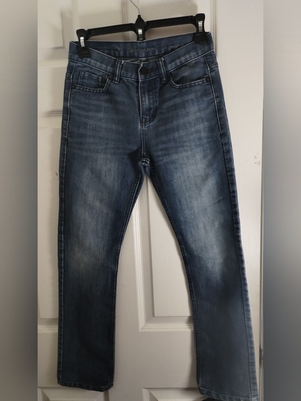 Girl's Calvin Klein Blue Distressed Skinny Jeans (A2)